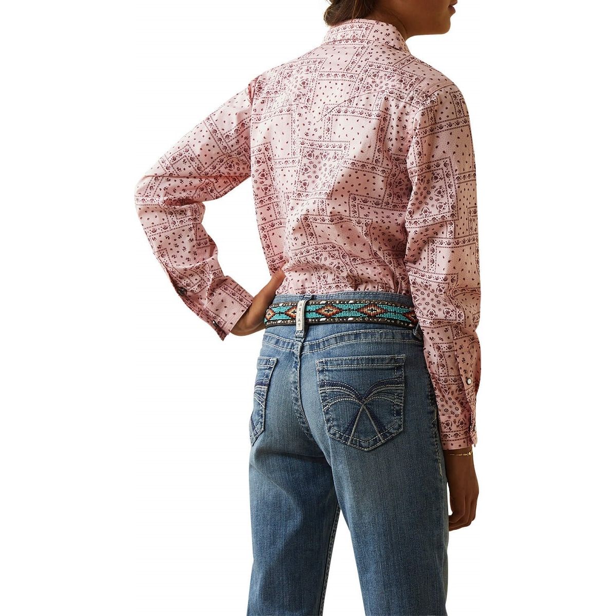 Ariat Girls Paisley Snap Pink Shirt