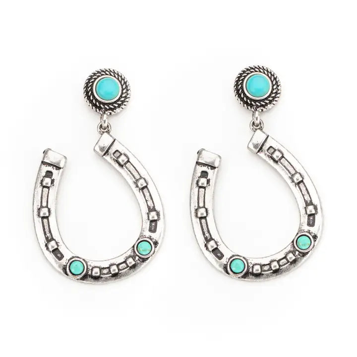 West & Co. Silver & Turquoise Horseshoe Earrings