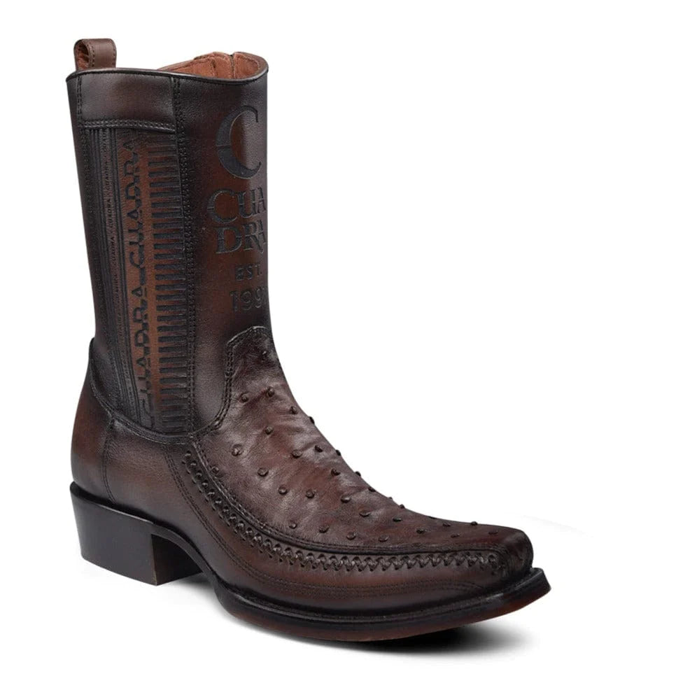 Cuadra Hombre Bota de Avestruz Flame Chocolate El Charro Western Wear