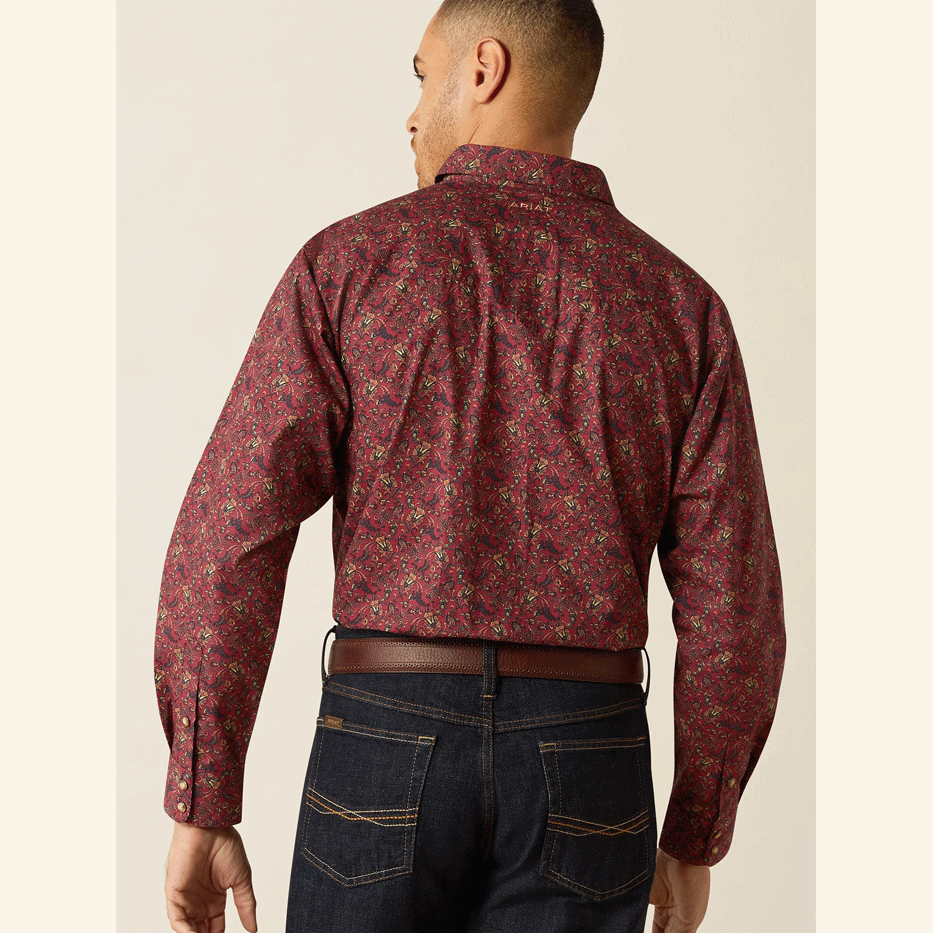 Ariat Men’s Dark Red Samson Snap Long Sleeve Shirt