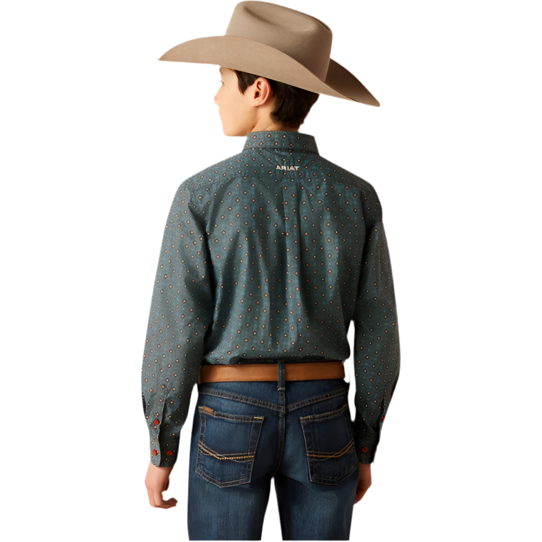 Ariat Boys Broderick LS Bitter Chocolate Button Down Shirt