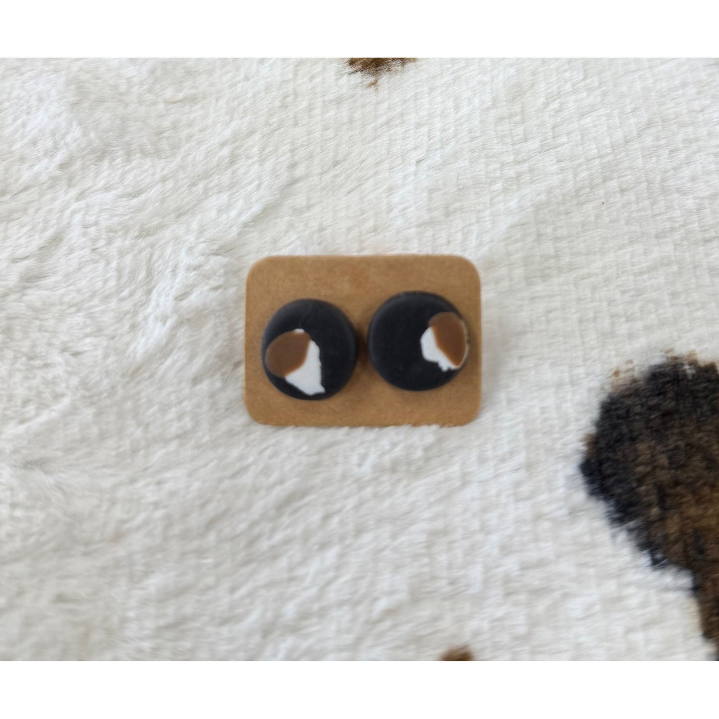 Clay Cowhide Stud Earrings