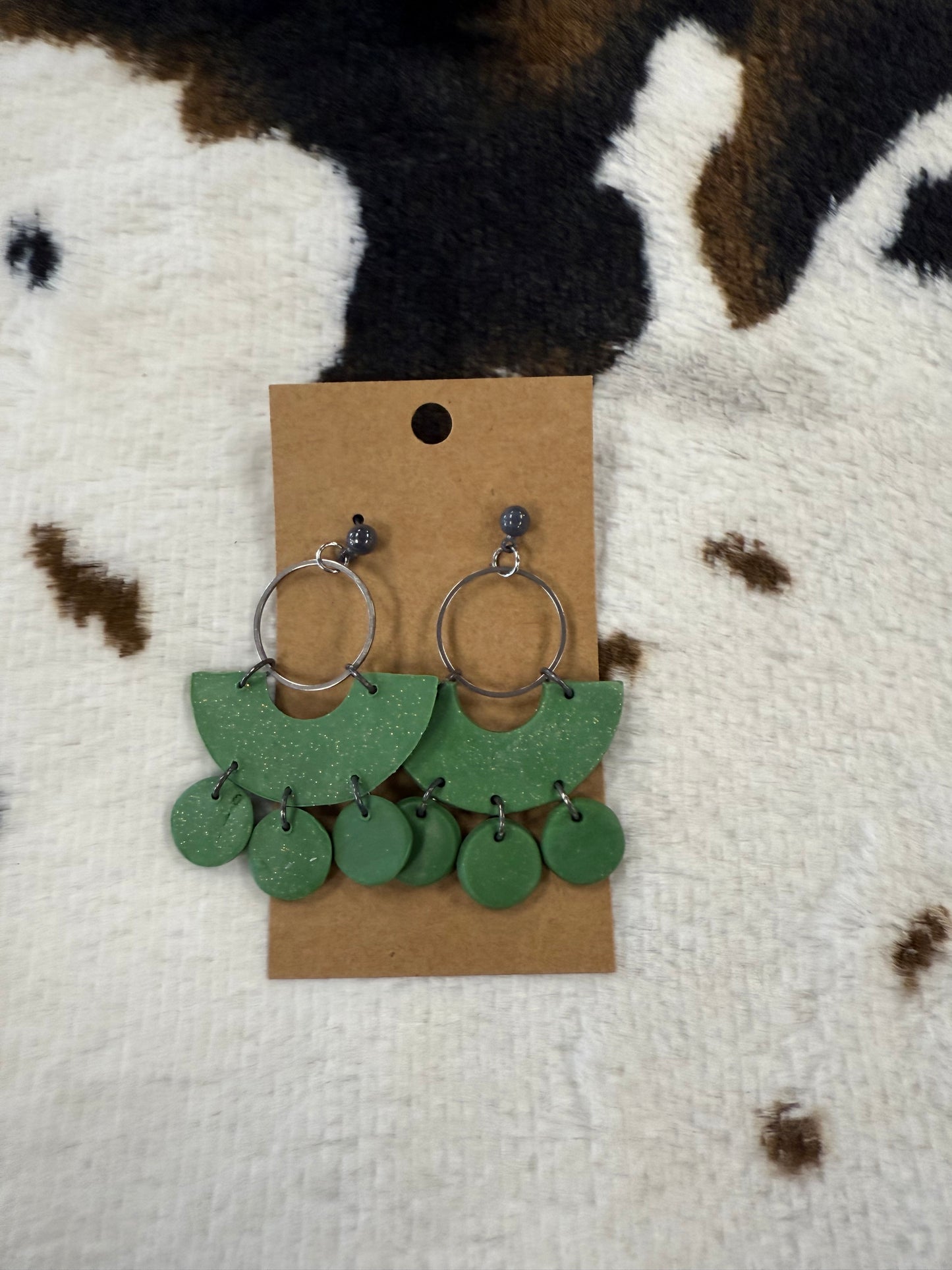 Clay Green Glitter Earrings