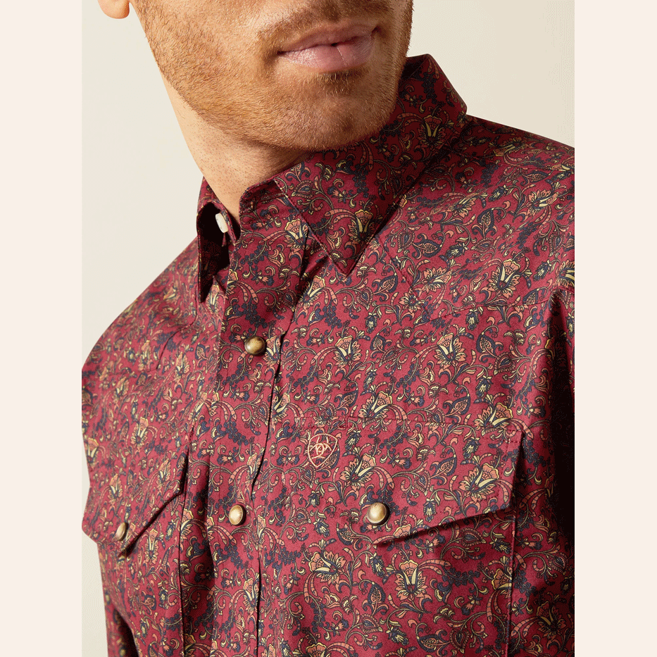 Ariat Men’s Dark Red Samson Snap Long Sleeve Shirt
