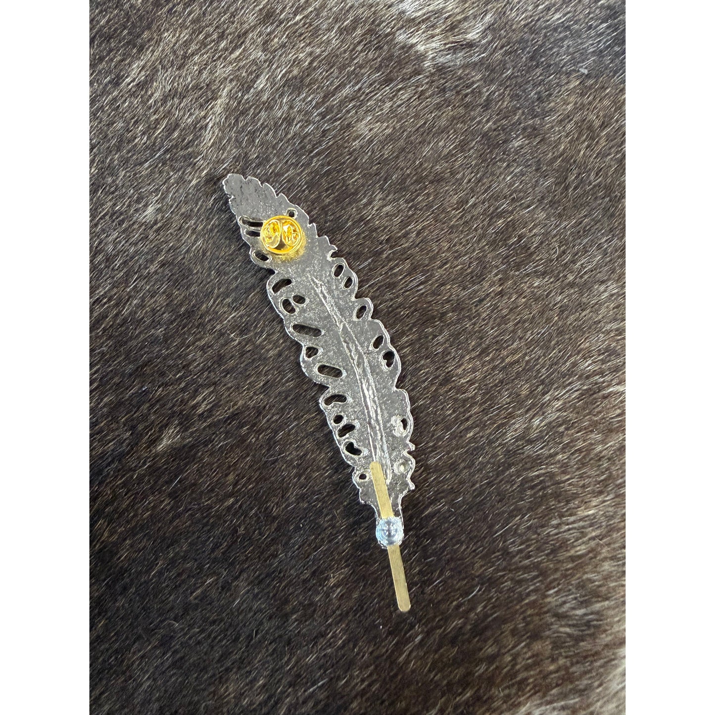 Silver Rooster & Green Accents Hat Feather