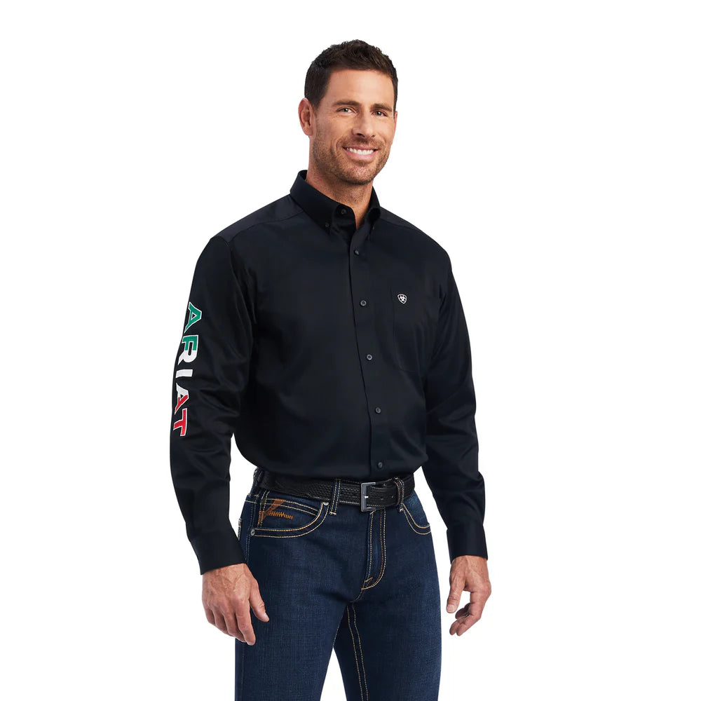 Ariat Men’s Black Team Logo Twill Classic LS Shirt