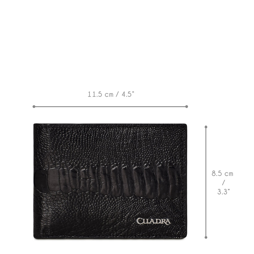 Men’s Black Genuine Ostrich Leg Leather BiFold Wallet