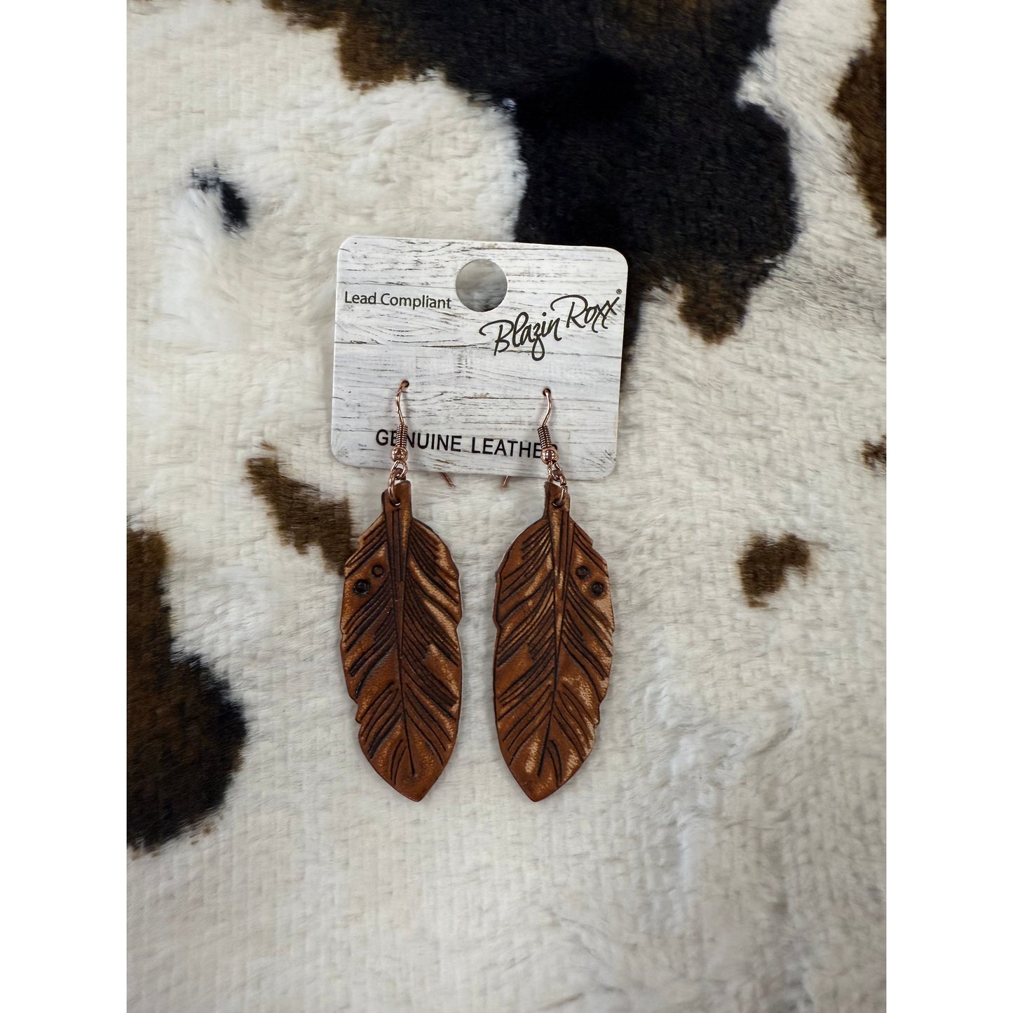 Blazing Roxx Leather Leaf Earrings