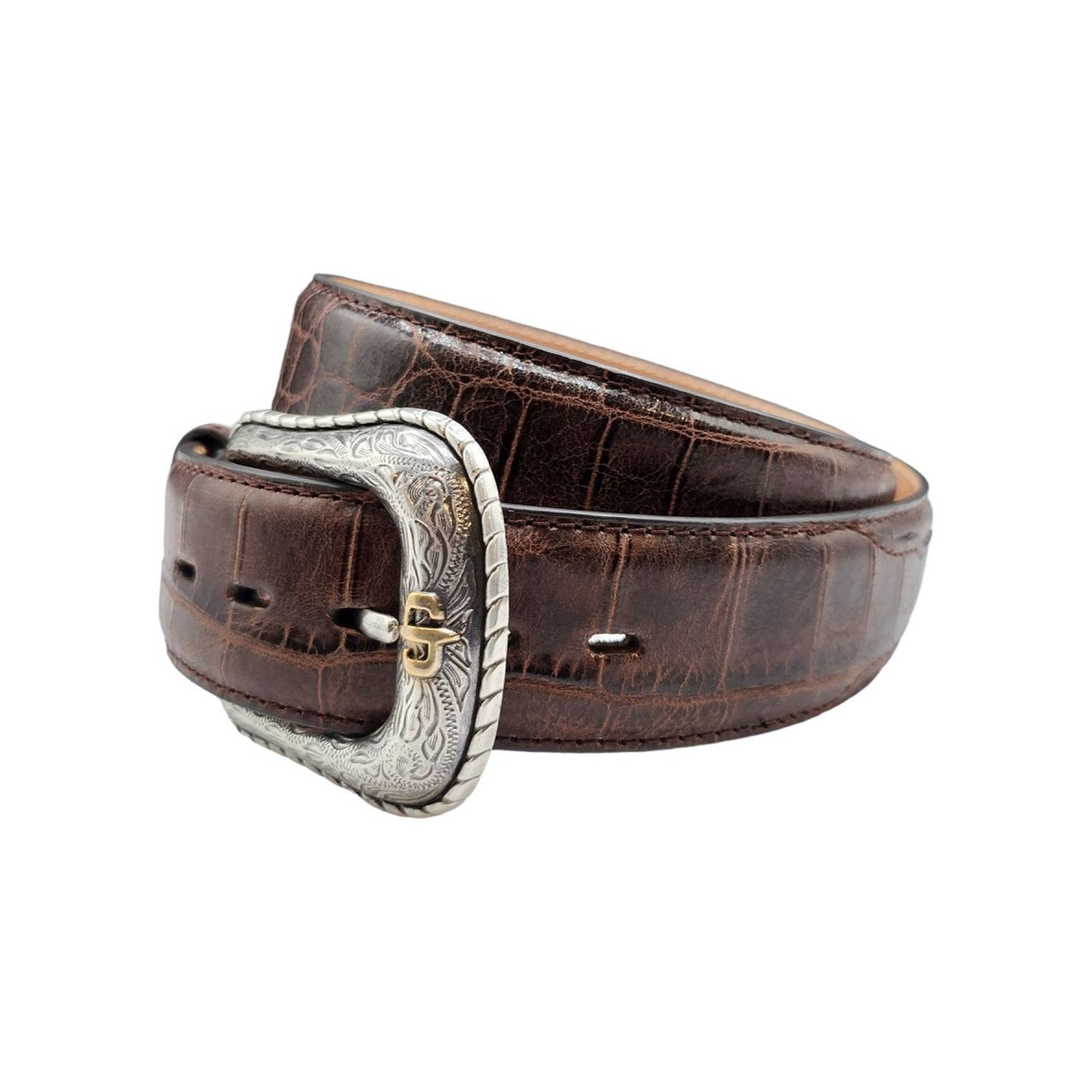 Stetson Cognac Crocodile Embossed Western Belt