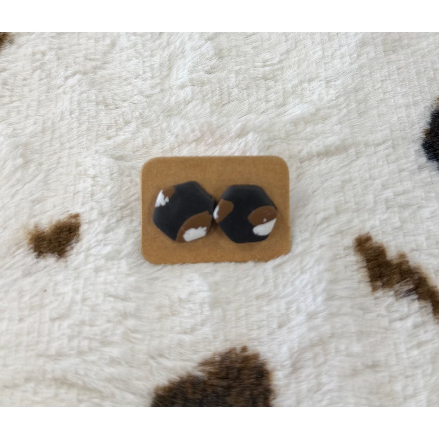 Clay Cowhide Stud Earrings