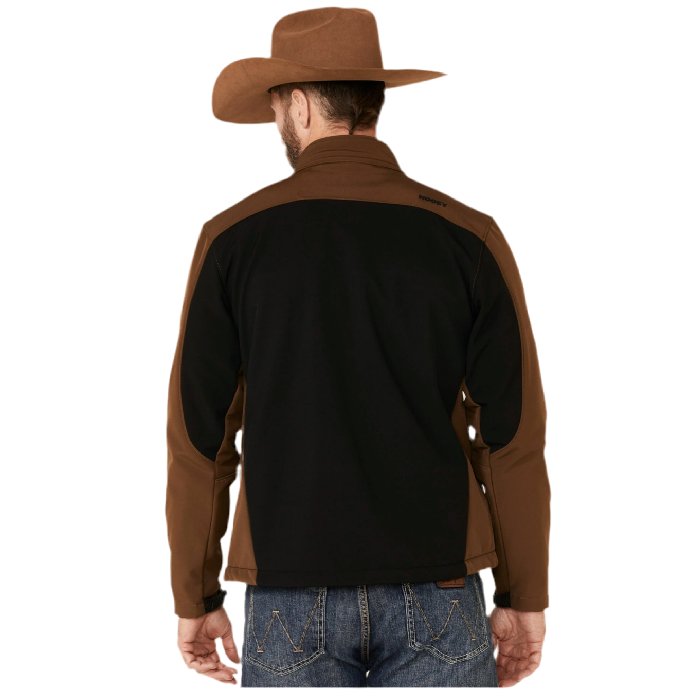 Hooey Mens Softshell Jacket, Black with Brown Sleeves