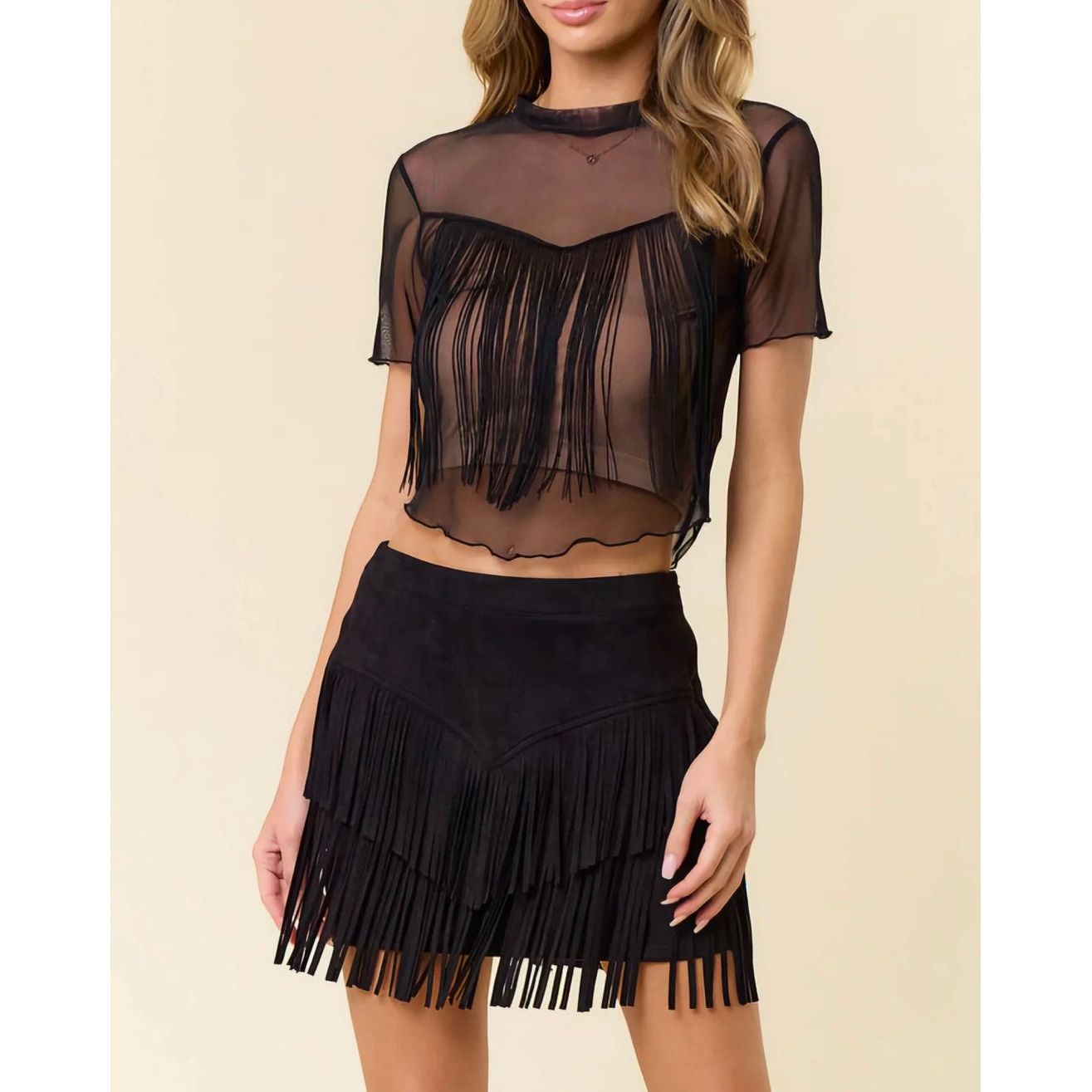 Saints & Hearts Black Fringe Skirt