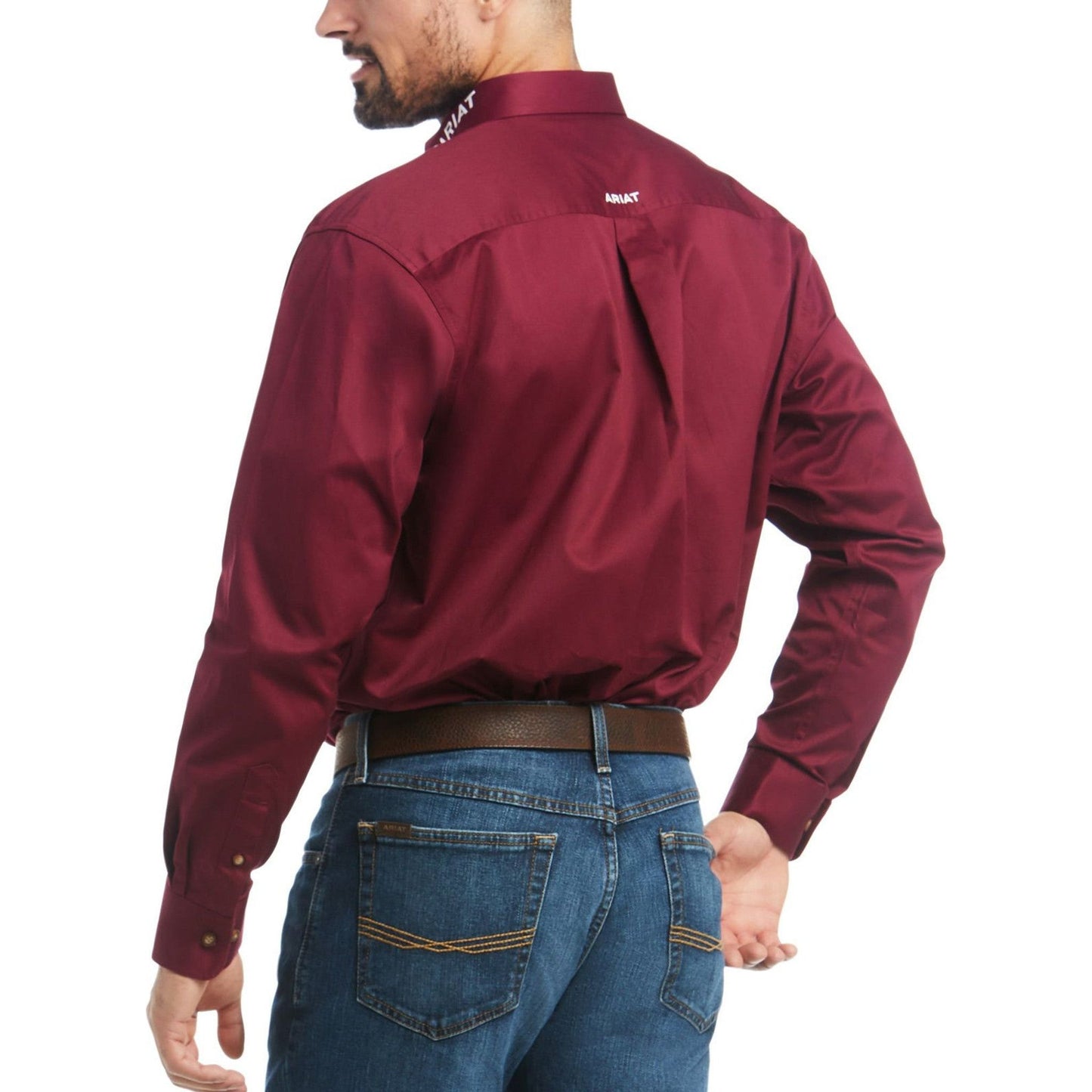 Ariat Men’s Burgundy Team Logo Twill Classic LS Short