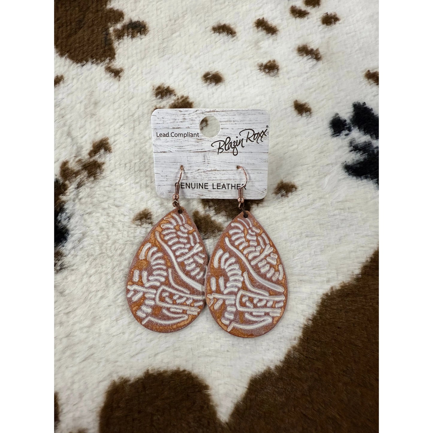 Blazin Roxx Leather Teardrop Earrings
