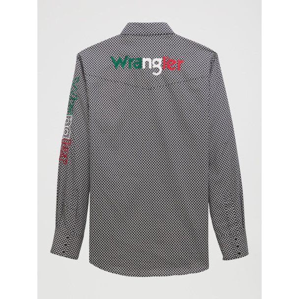 Wrangler Mens Logo Mexico Black Western Shirt