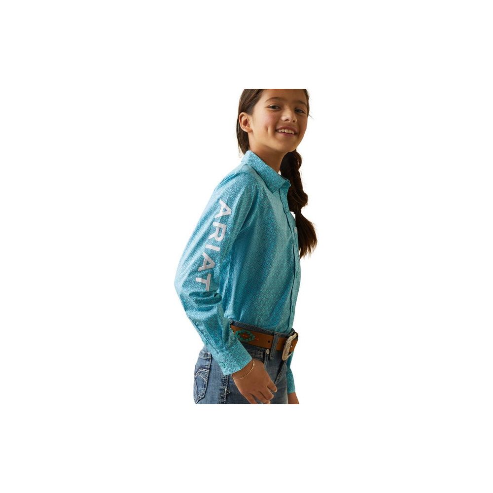 Ariat Girls Kirby LS Button Down Blue Shirt