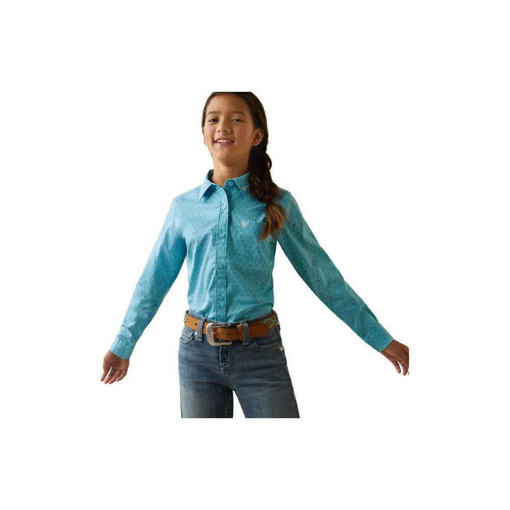 Ariat Girls Kirby LS Button Down Blue Shirt