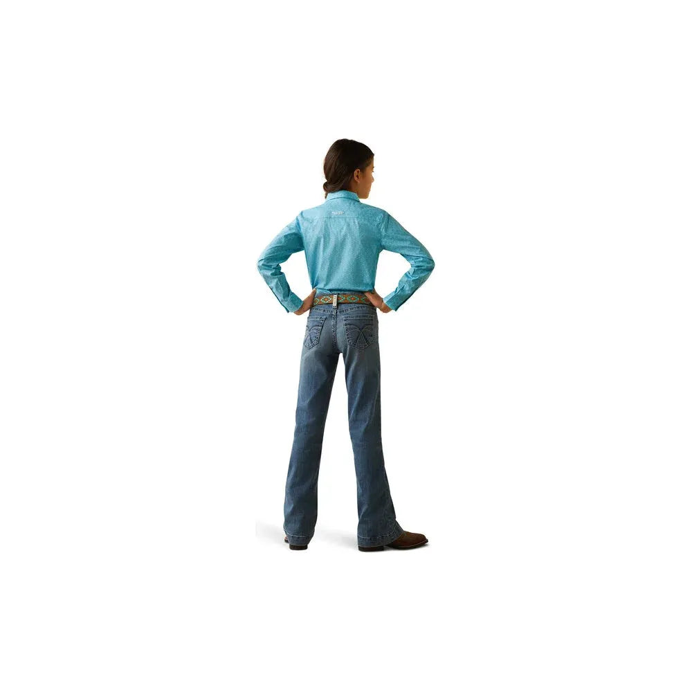 Ariat Girls Kirby LS Button Down Blue Shirt