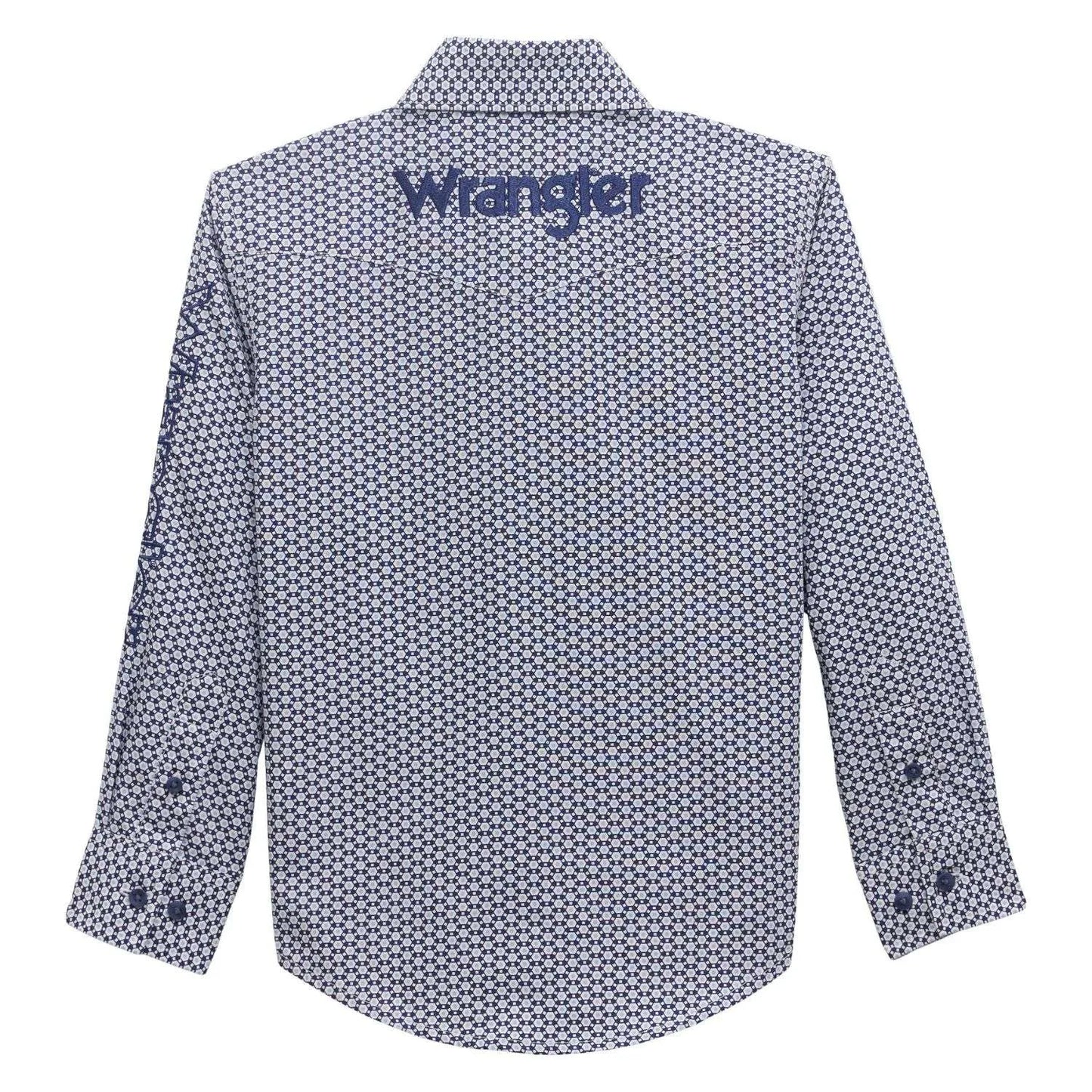 Wrangler Boys Blue Geometric Western Shirt