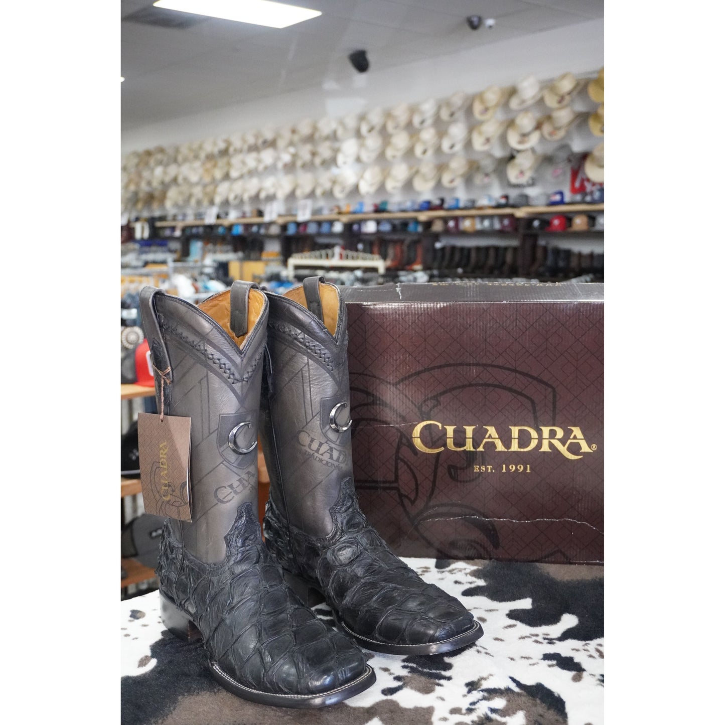 Cuadra Hombre Bota de Pirarucu Negro Vidreado