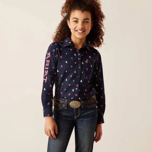 Ariat Girls Team Kirby Logo Long Sleeve Shirt