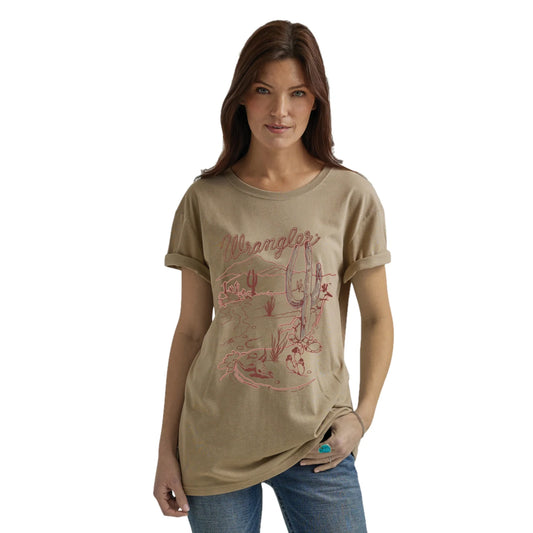 Women's Wrangler Western Khaki Desert Cactus T-Shirt