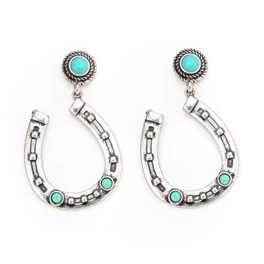 West & Co. Silver & Turquoise Horseshoe Earrings