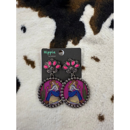 Hippie Cowgirl Pink Earrings