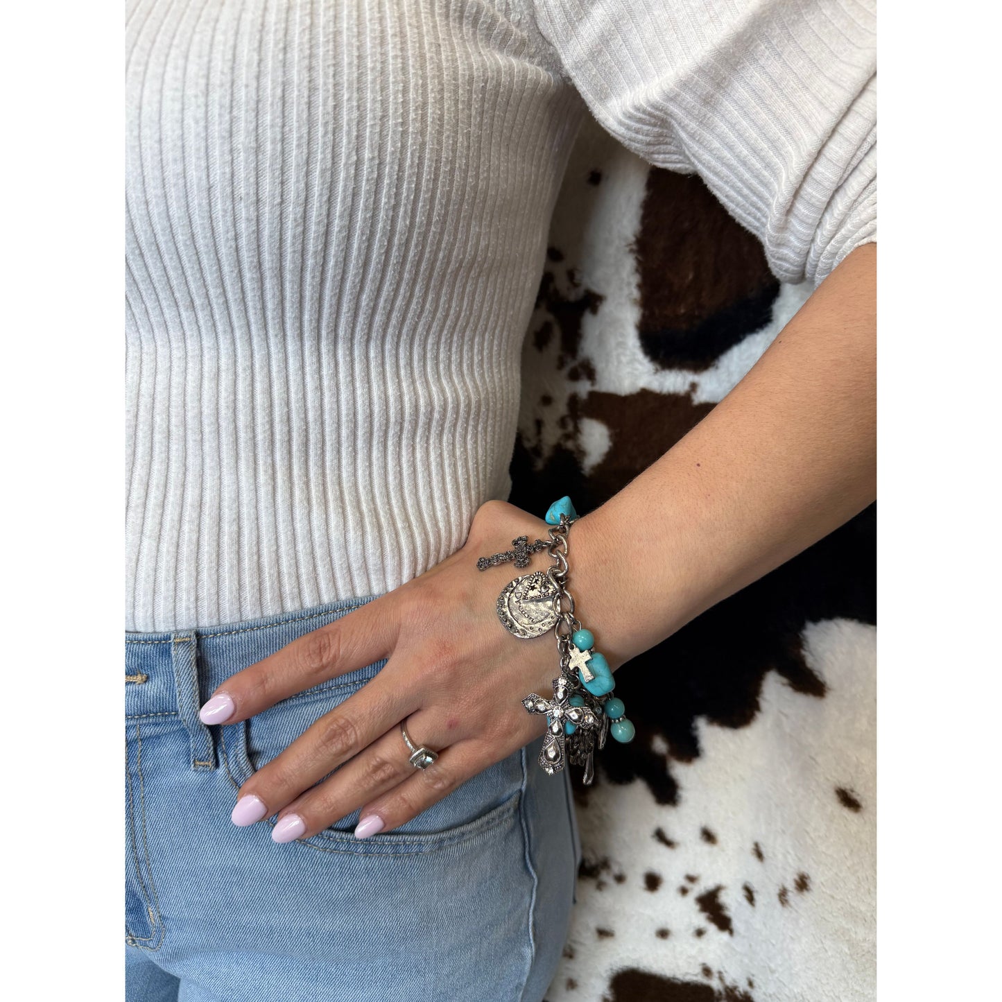 Blazin Roxx Silver Cross Bracelet