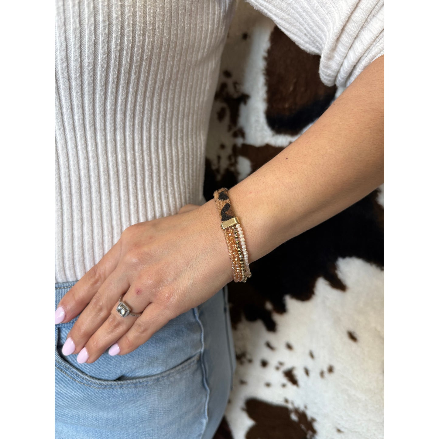 Blazing Roxx Leopard Beaded Bracelet