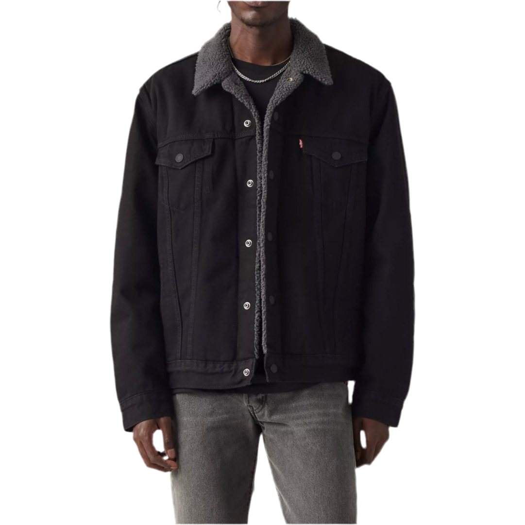Levi Men's Type lll Sherpa Trucker Black Wash Jacket