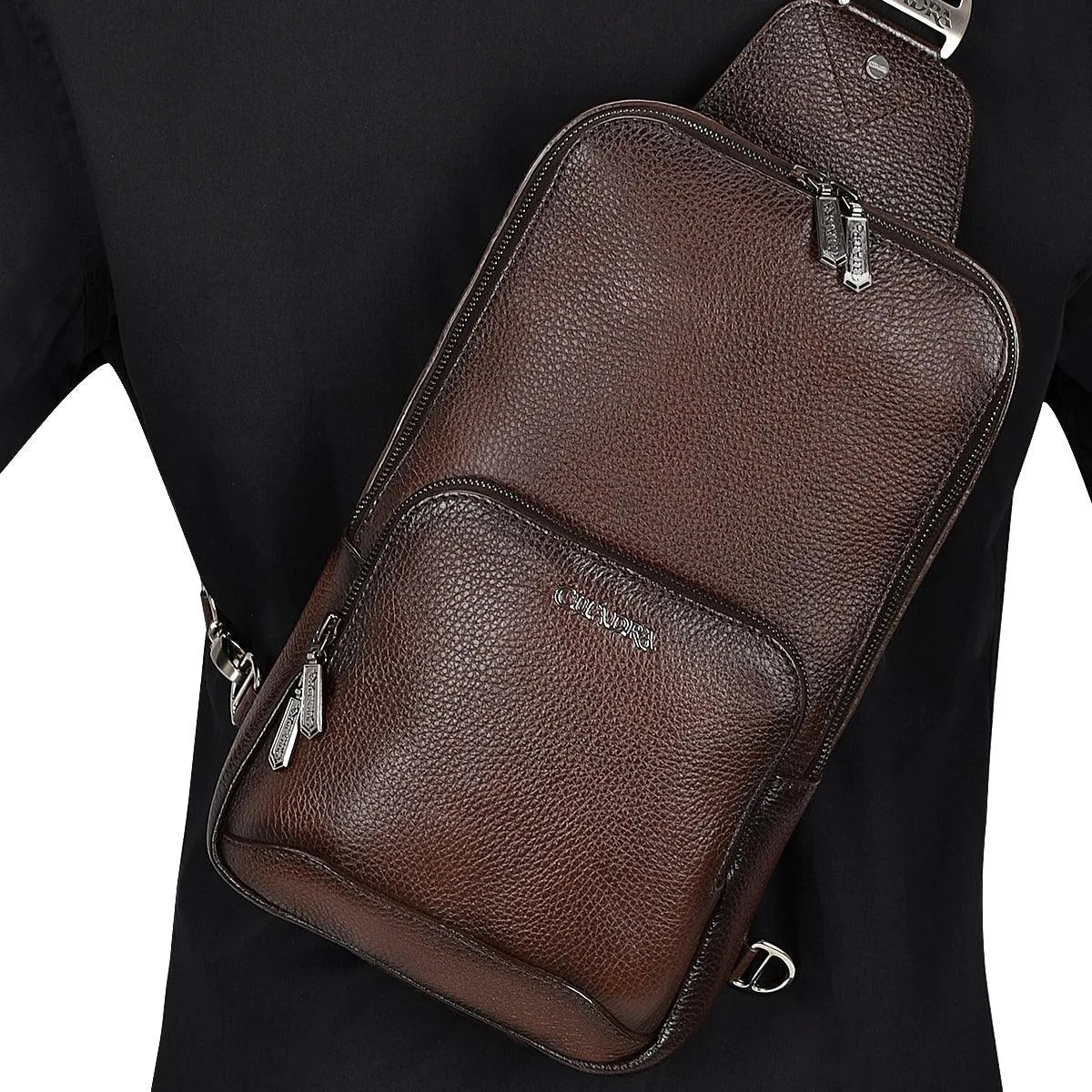 Cuadra Brown Deer Leather Crossbody Bag