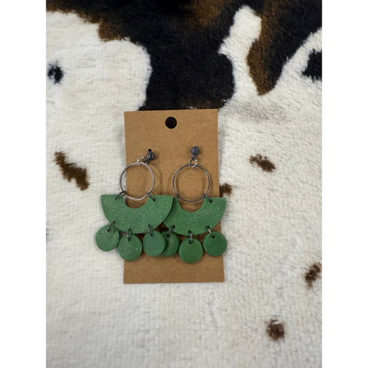 Clay Green Glitter Earrings