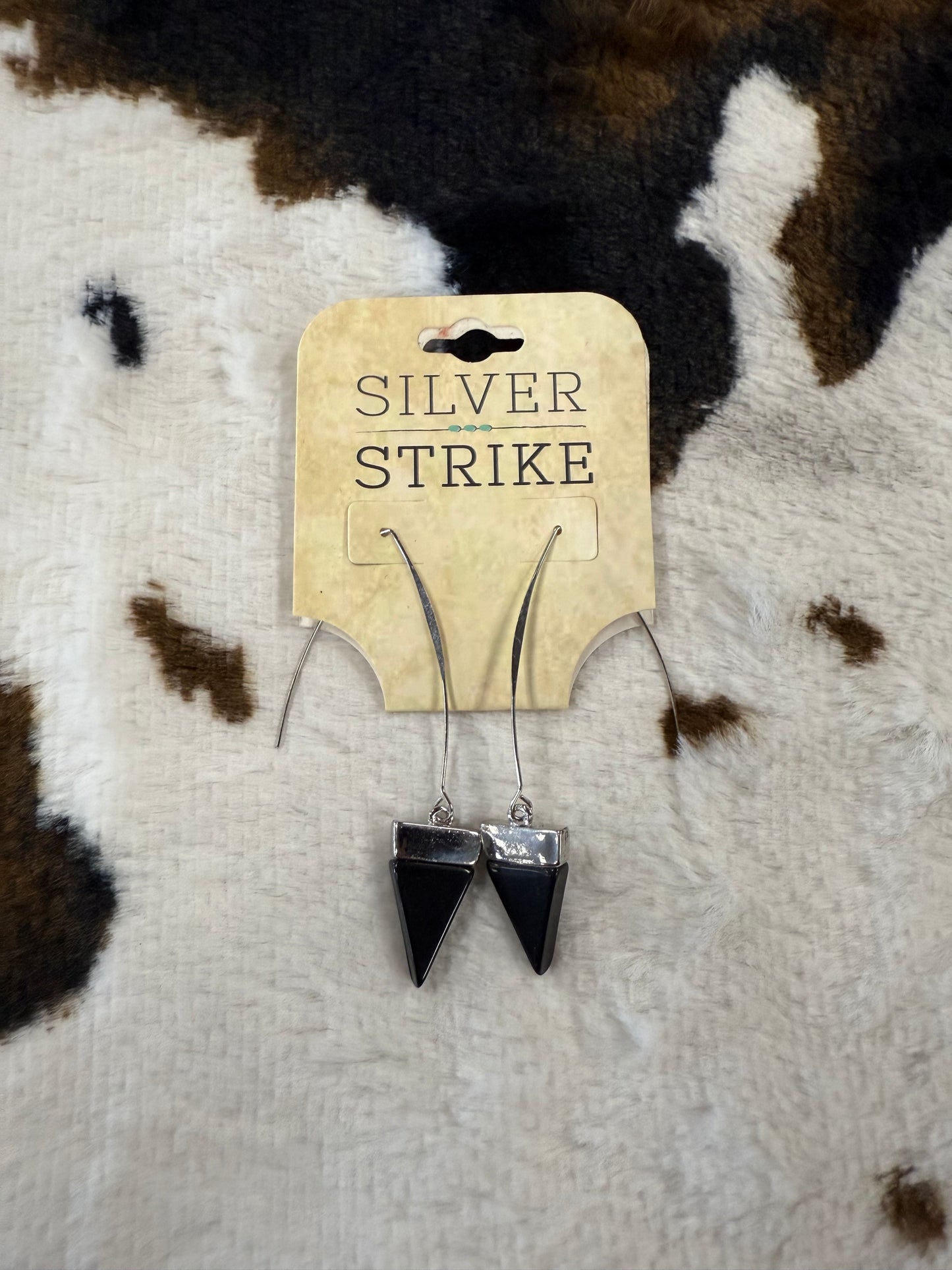 Silver Strike Silver/Black Earrings