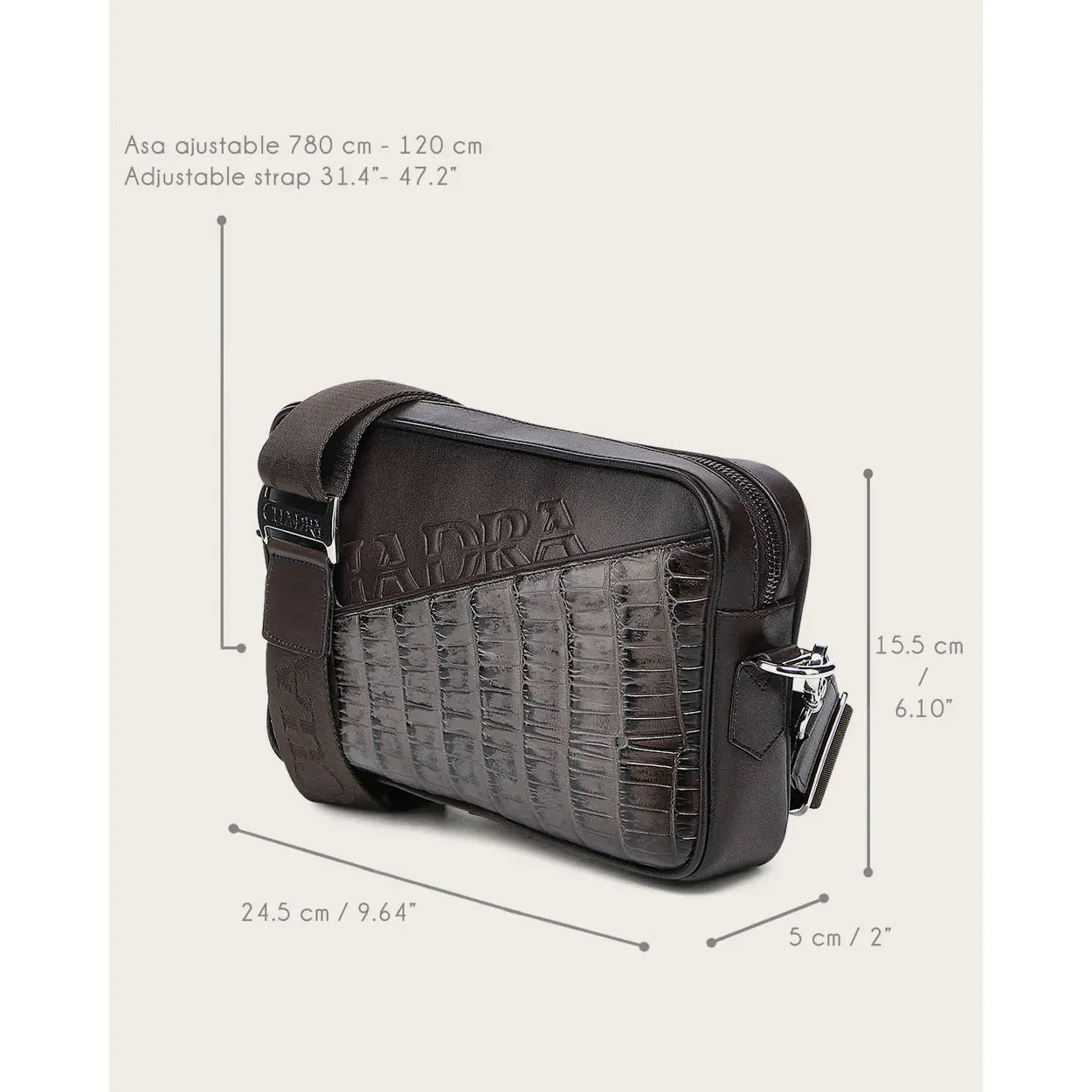 Cuadra Brown Alligator Crossbody Bag