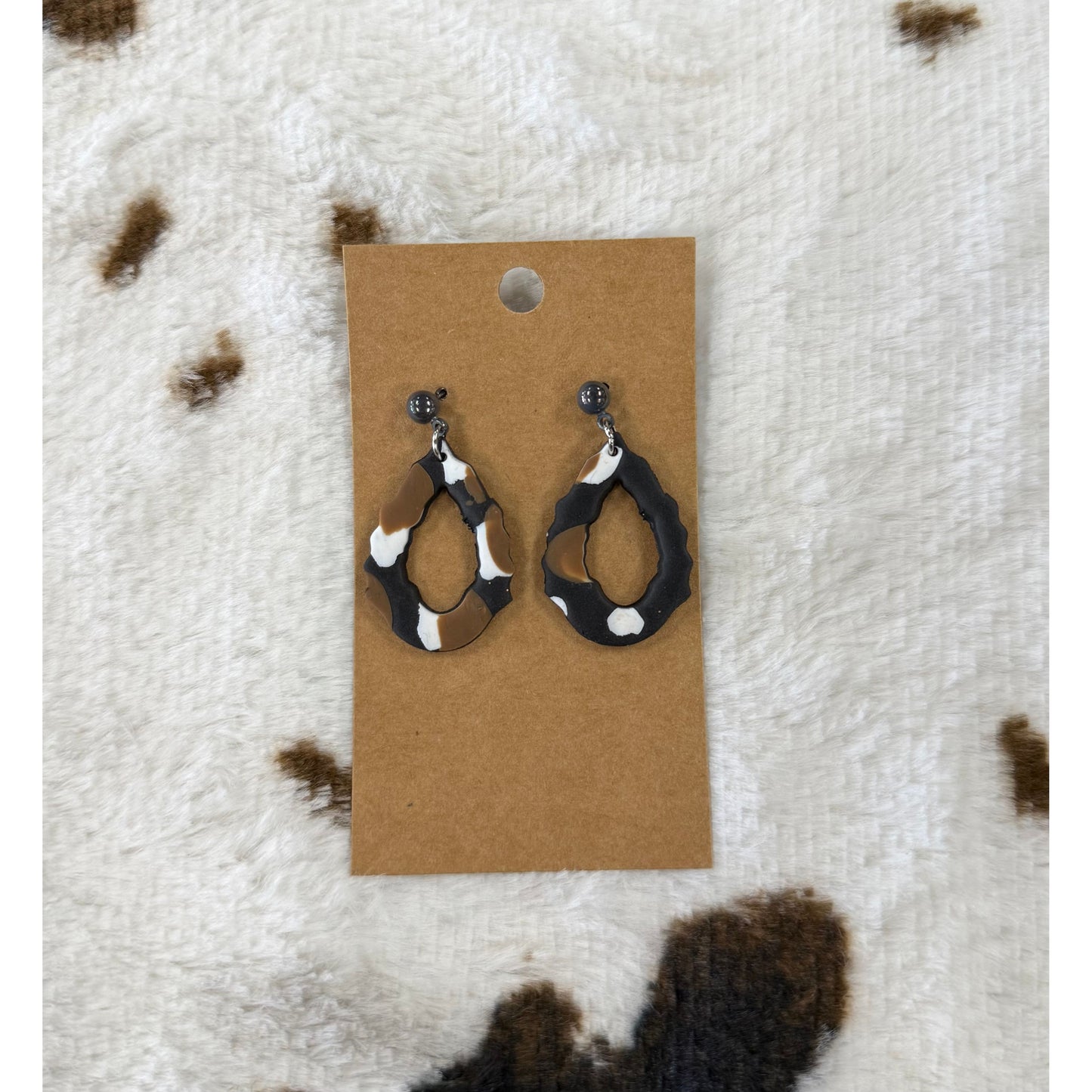 Clay Cowhide Earrings