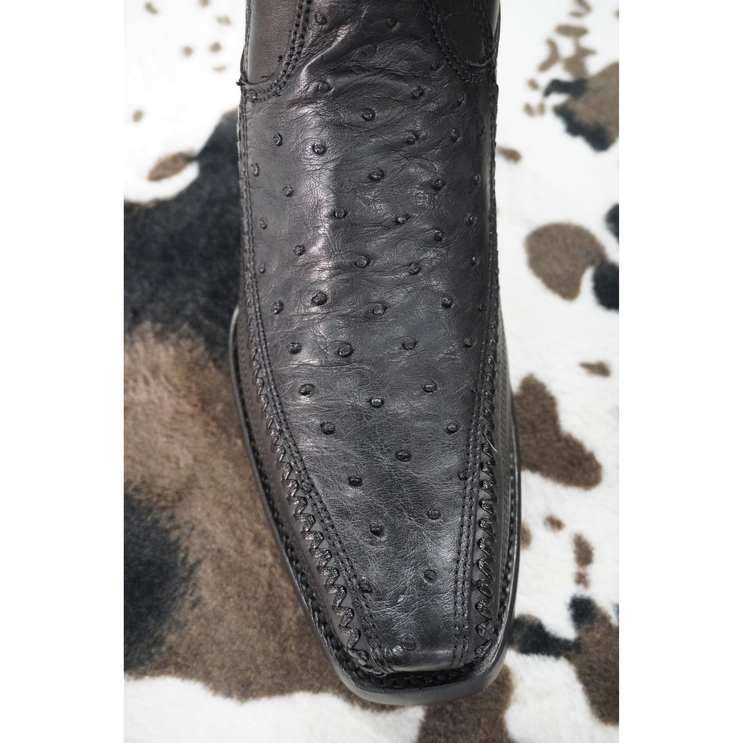 Cuadra Hombre Bota de Avestruz Negro