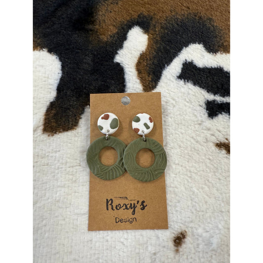 Clay Green Cowhide Earrings