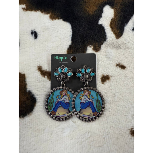 Hippie Cowgirl Blue Earrings