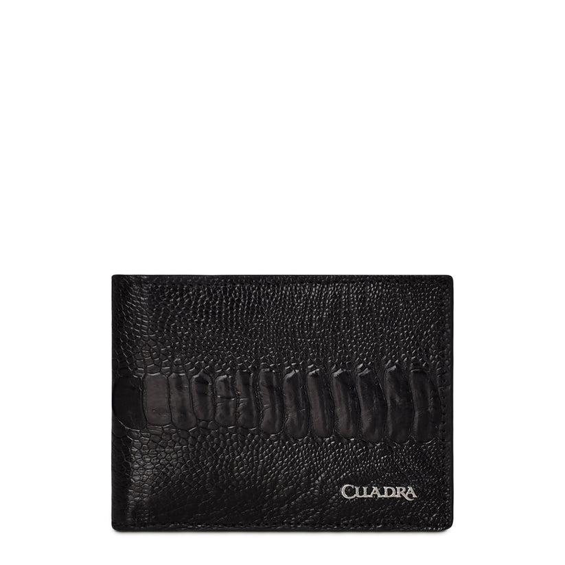 Men’s Black Genuine Ostrich Leg Leather BiFold Wallet