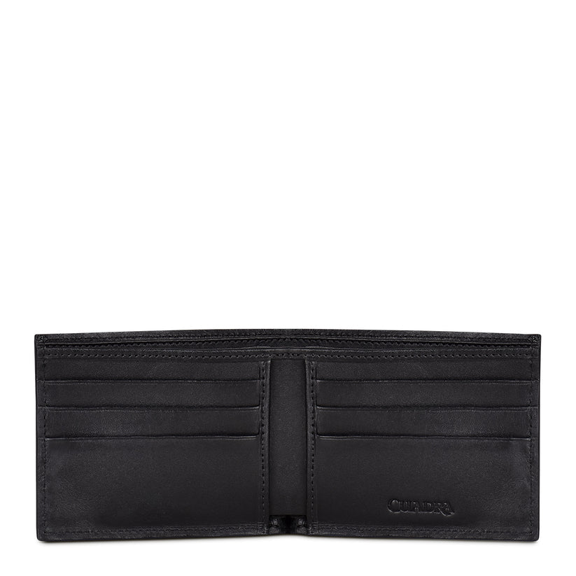 Men’s Black Genuine Ostrich Leg Leather BiFold Wallet