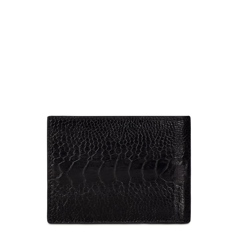 Men’s Black Genuine Ostrich Leg Leather BiFold Wallet