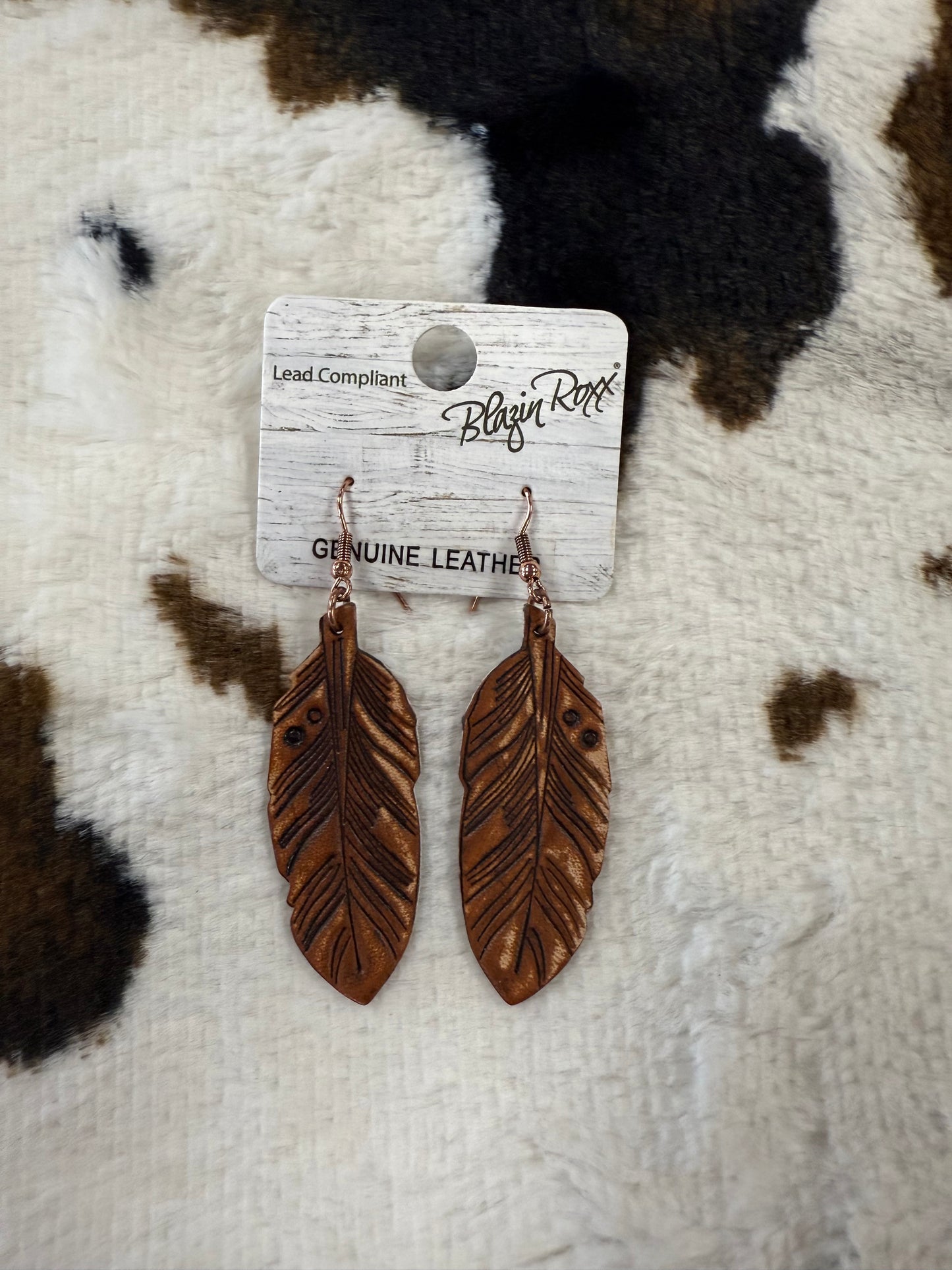 Blazing Roxx Leather Leaf Earrings