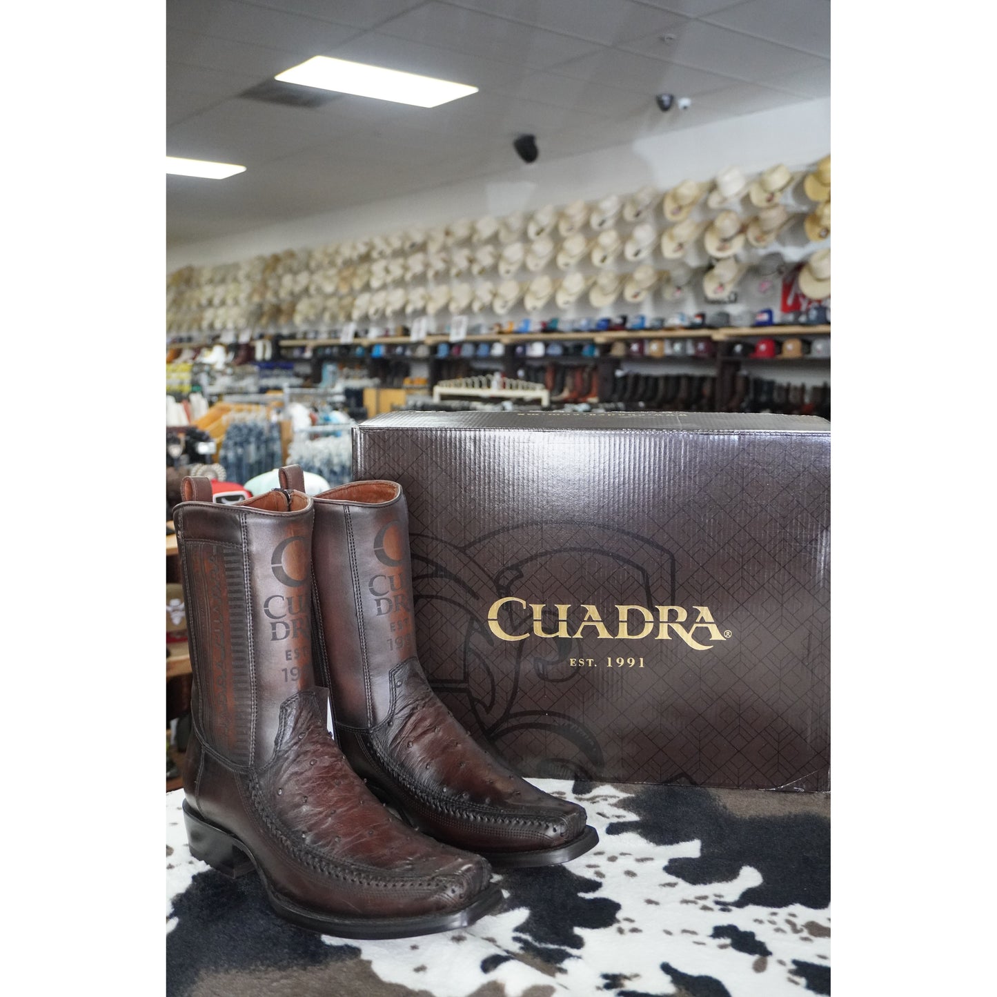 Cuadra Hombre Bota de Avestruz Flame Chocolate