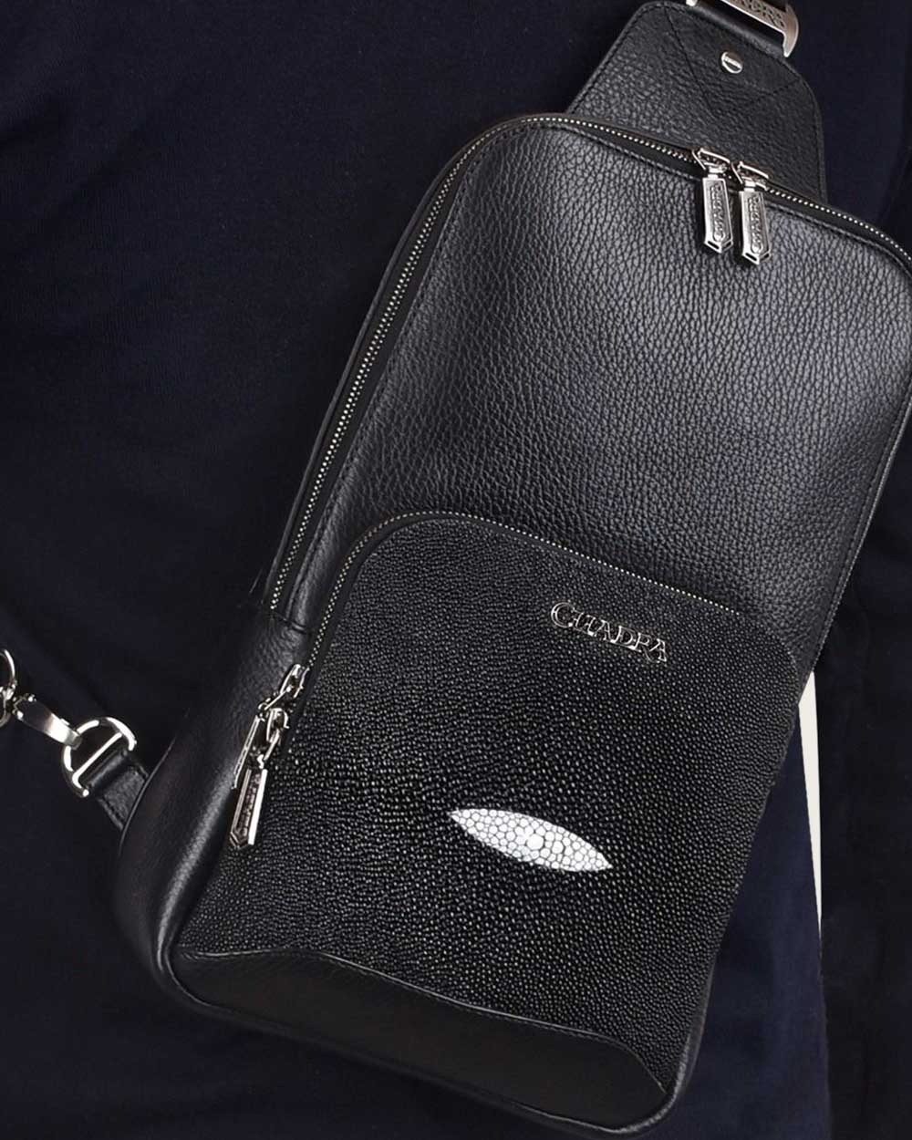 Cuadra Black Stingray Shoulder Bag