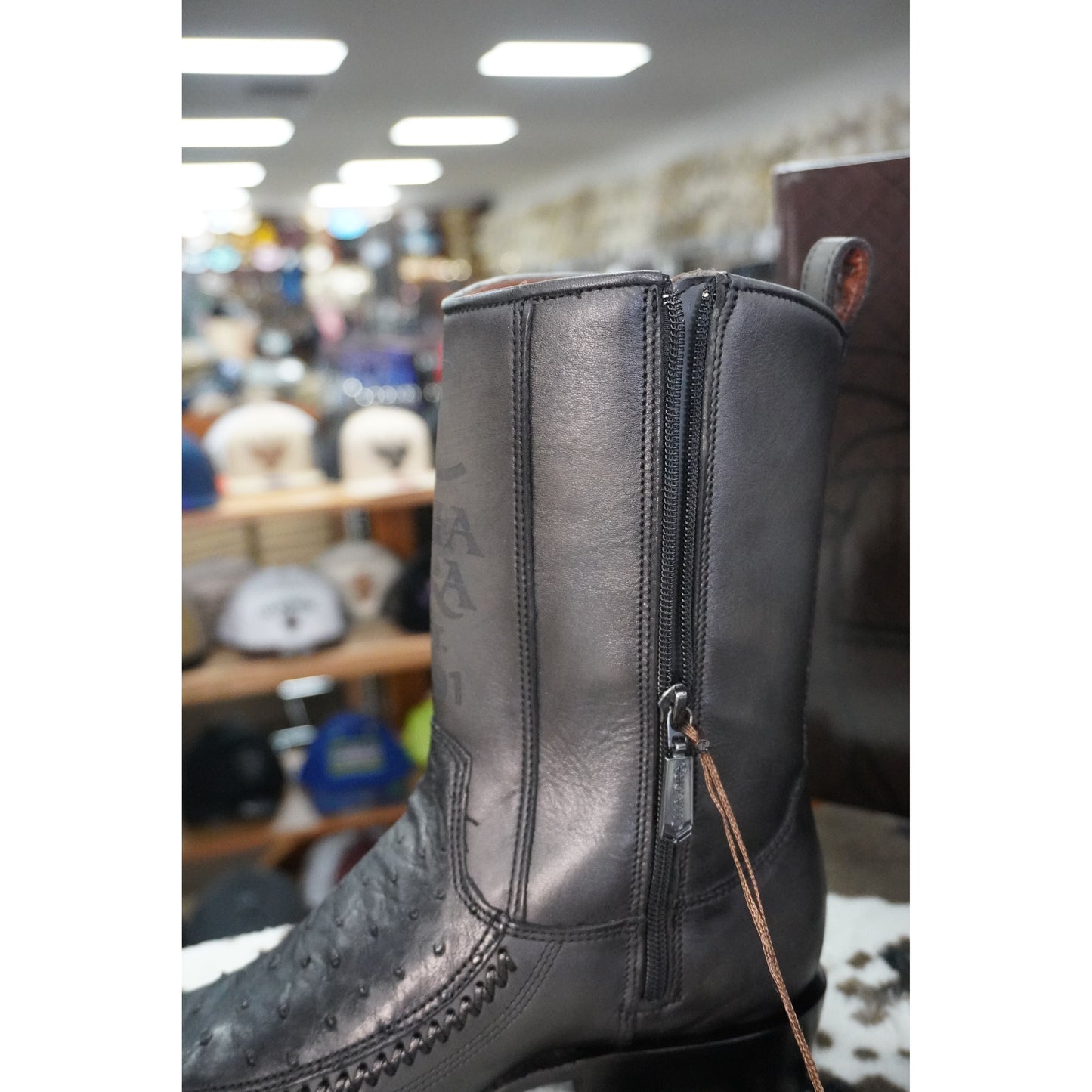 Cuadra Hombre Bota de Avestruz Negro