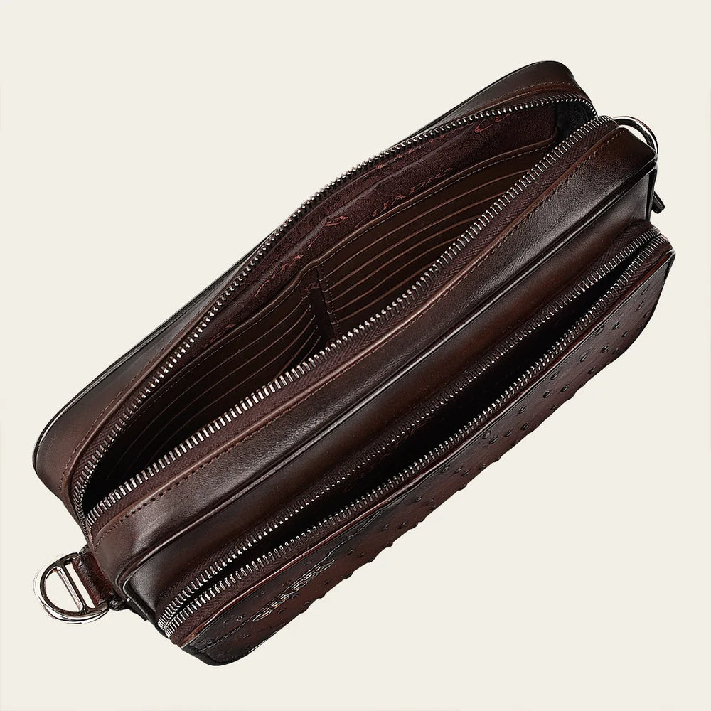 Cuadra Brown Ostrich Shoulder Bag