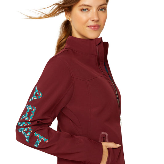 Ariat Women's Team Softshell Jacket, Tawny Port/Baja