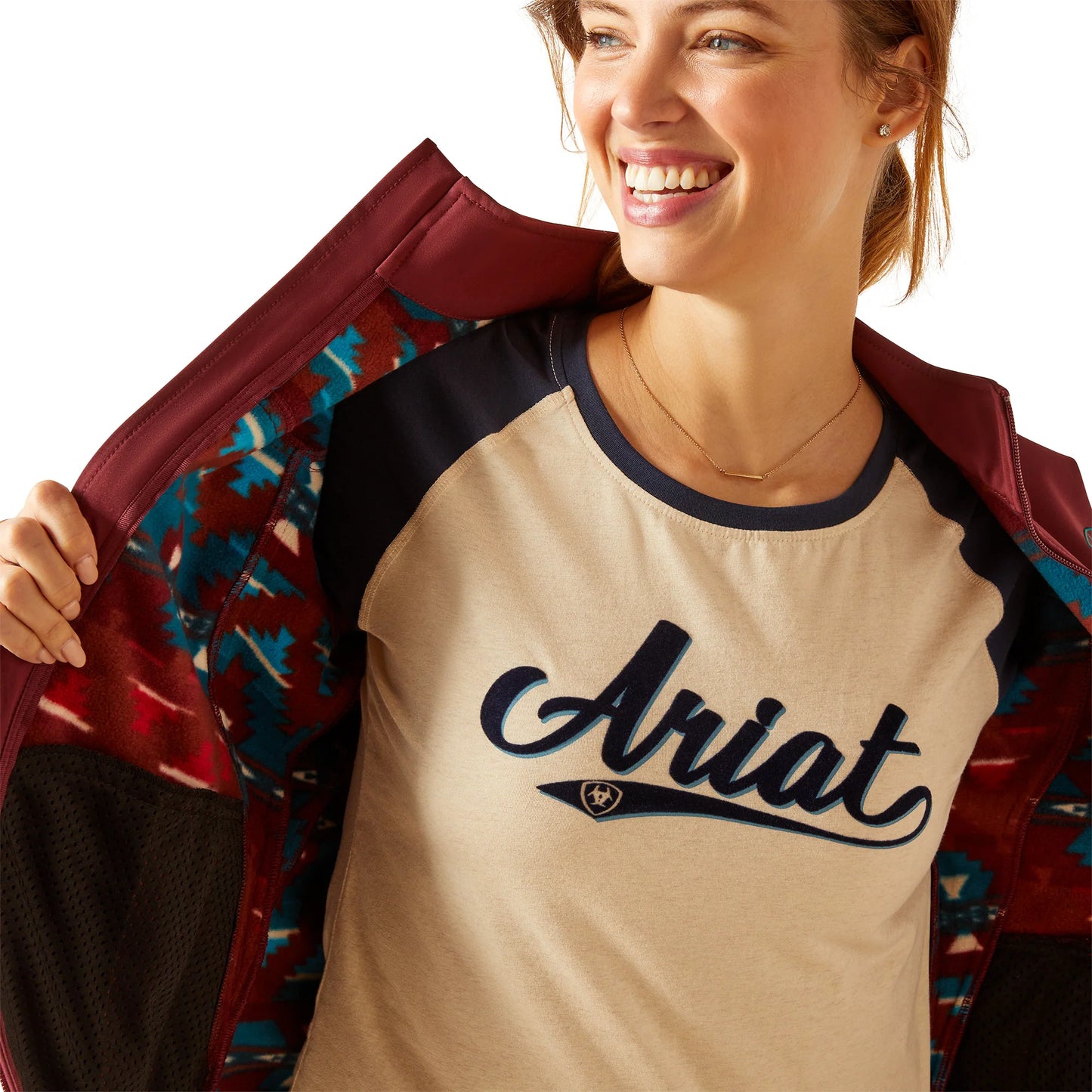 Ariat Women's Team Softshell Jacket, Tawny Port/Baja
