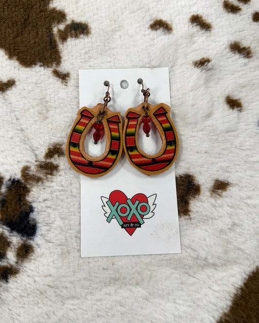 XOXO Art & Co. Horse Shoe Sarape Leather Earrings